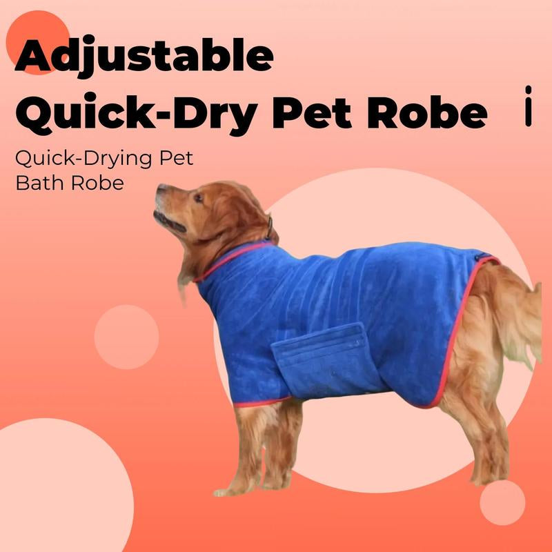 Adjustable Pet Bath Robe, Quick Drying Animal Grooming Cloak with Hook & Loop Fastener, Soft & Comfortable Pet Bath Towel, Dog & Cat Grooming Supplies, Dog Accessories, Valentine'S Day Gift, Dog Stuff, Pet Products, Dog Grooming Kit, Funny Gift